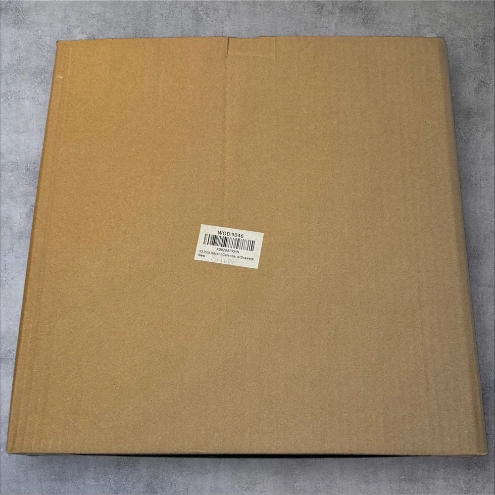 Wooden Advent Calendar 13x13 DIY‎ Preassembled, Empty Drawers - Silver Stickers